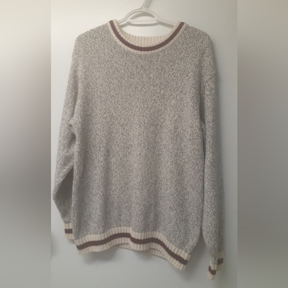 London Fog Cream and Gray Knit Sweater size small